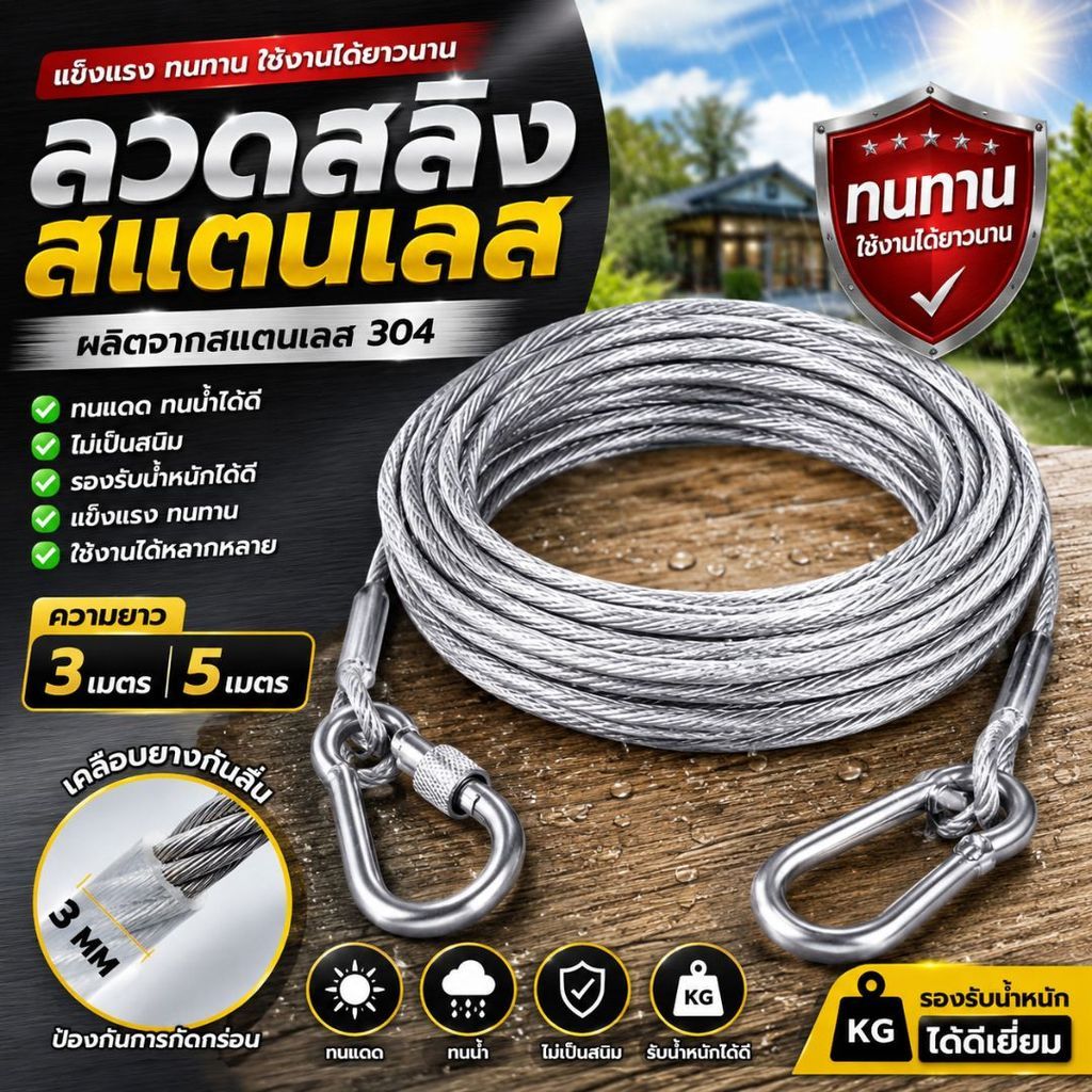 สายจูงสุนัขกันกัด โลหะ Heavy Duty สำหรับฝึกสุนัข แข็งแรงพิเศษ