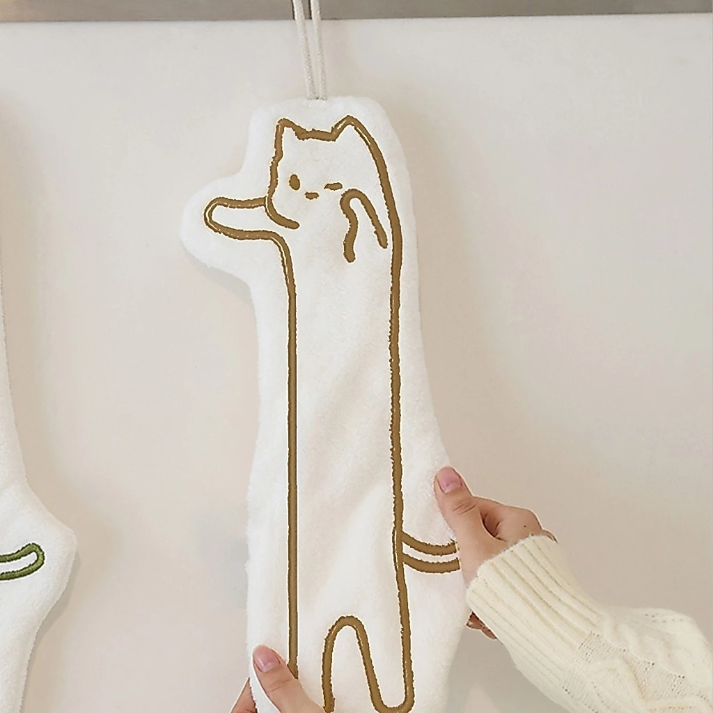🏷️[Home] ผ้าเช็ดมือ cat ⭐ สไตล์เกาหลี ผ้าขนหนูมือ หนานุ่ม อเนกประสงค์ทำความสะอาด ลายขี้ริ้วน่ารัก⭐