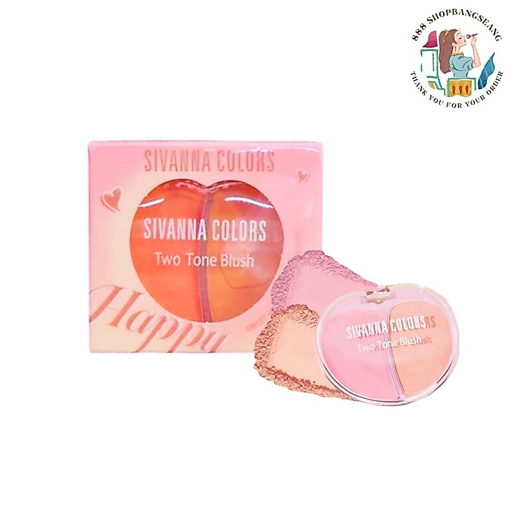 บลัชออนปัดแก้ม ซีเวนน่า คัลเลอร์ส สวีท พีช ทู -โทน Sivanna Colors Two Tone Blush HF573