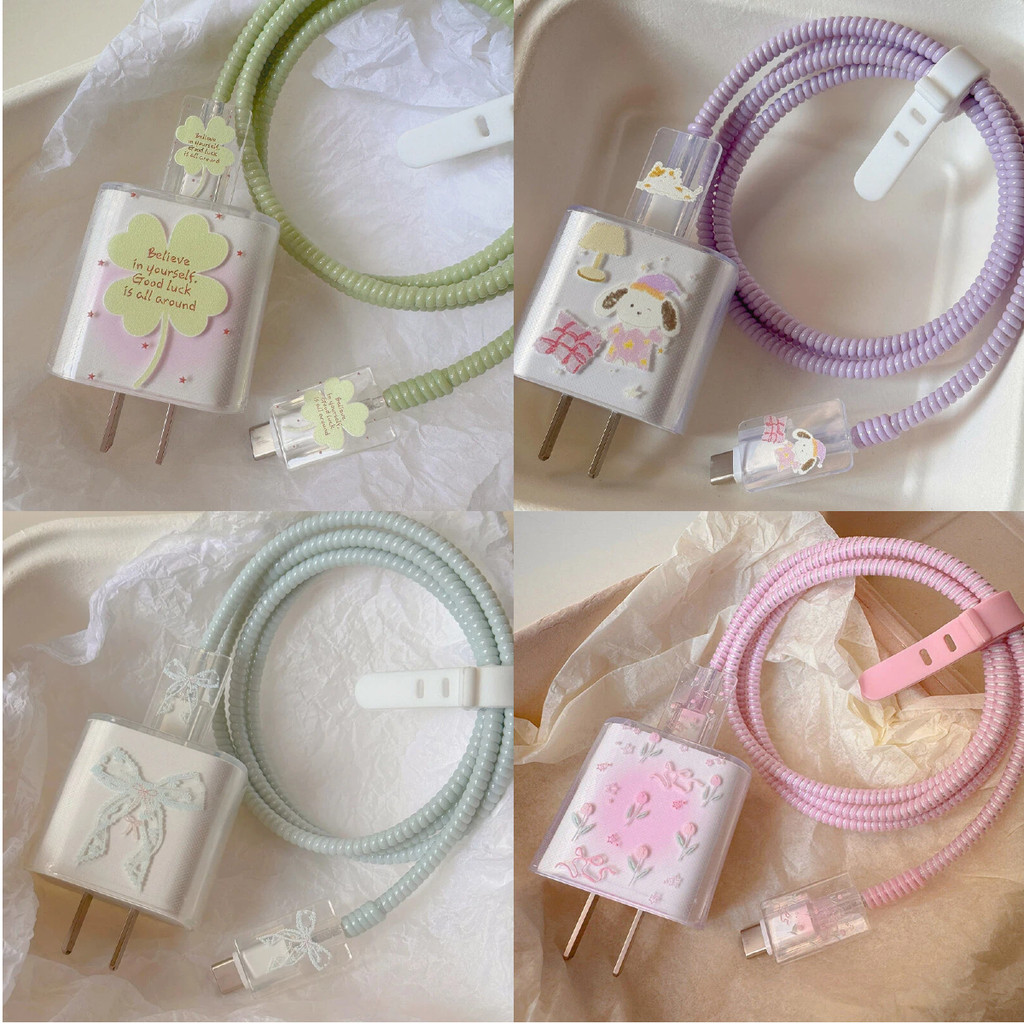 ชุดป้องกันการชาร์จ 5 ชิ้น เข้ากันได้กับมาตรฐาน IP 18/20W ลายการ์ตูน
