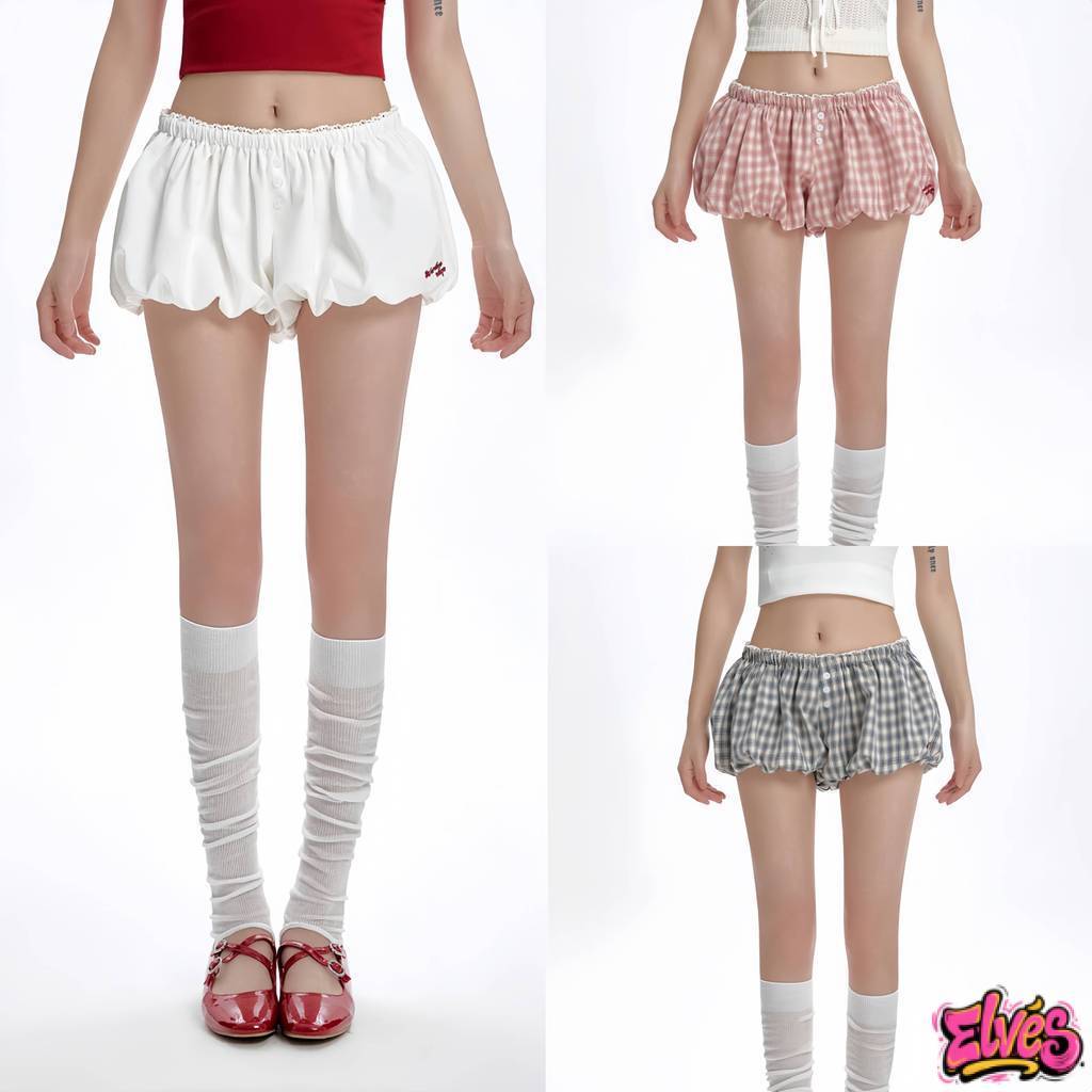 Elves พร้อมส่ง กระโปรงกางเกง เอวสูงยางยืด ผ้านิ่ม รูปทรงบอลลูนสุดน่ารัก bloomer shorts สไตล์เกาหลี‘ NZ3783