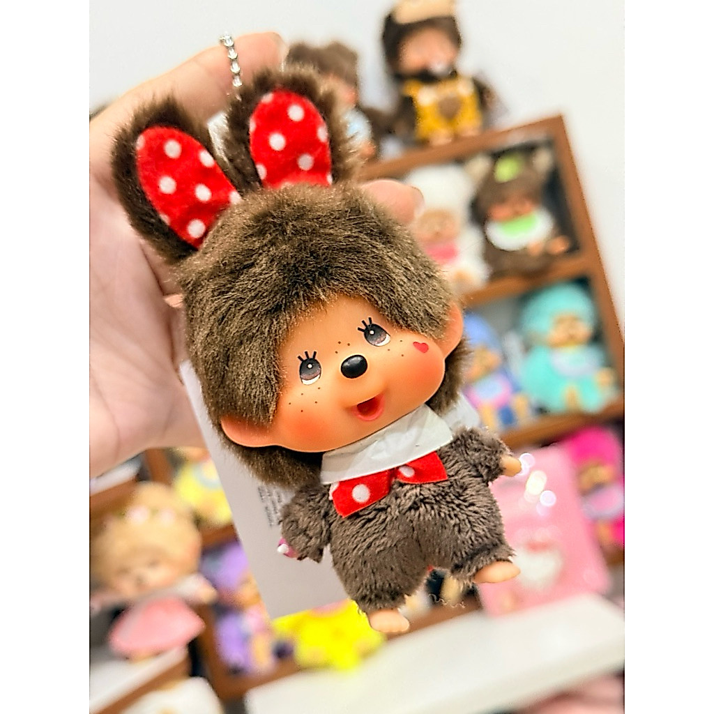 พร้อมส่ง✨พวงกุญแจ Monchhichi แท้💯❤️หูกระต่ายมินนี่เมาท์ น่ารักมาก