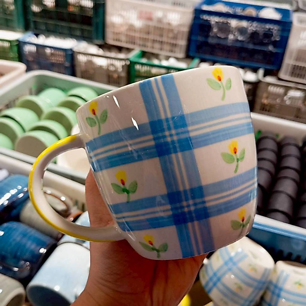 แก้วเซรามิก แก้วกาแฟ แก้วทรงอ้วนลายดอกไม้ coffee mug ทำจากเซรามิกเนื้อดี เข้าไมโครเวฟได้