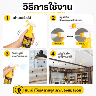น้ำยาสเปรย์กำจัดแมลงวัน พ่นฝอย/พ่นเส้น ใช้งานง่าย ฉีดตามจุดแมลงวันเกาะ ครัว ถังขยะ หน้าต่าง โต๊ะอาหาร เลือก 1/2/3/5 ขวด