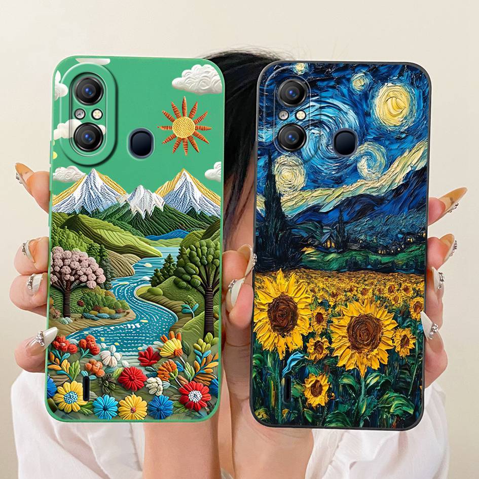 สําหรับ Itel A58 กรณี A49 A661L กันกระแทกยอดนิยมดอกทานตะวัน Soft TPU Matte กันชนสําหรับ Itel A49 เล่