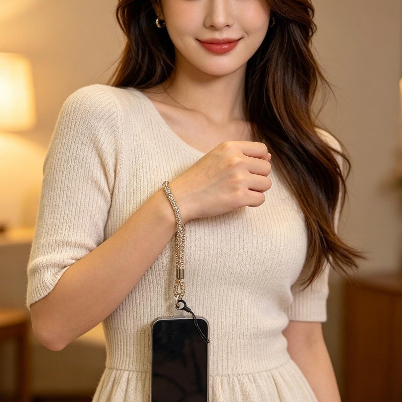 สายรัดข้อมือโทรศัพท์มือถือคริสตัลเทียมหลากสีพร้อมแพทช์ / รูปที่ 6