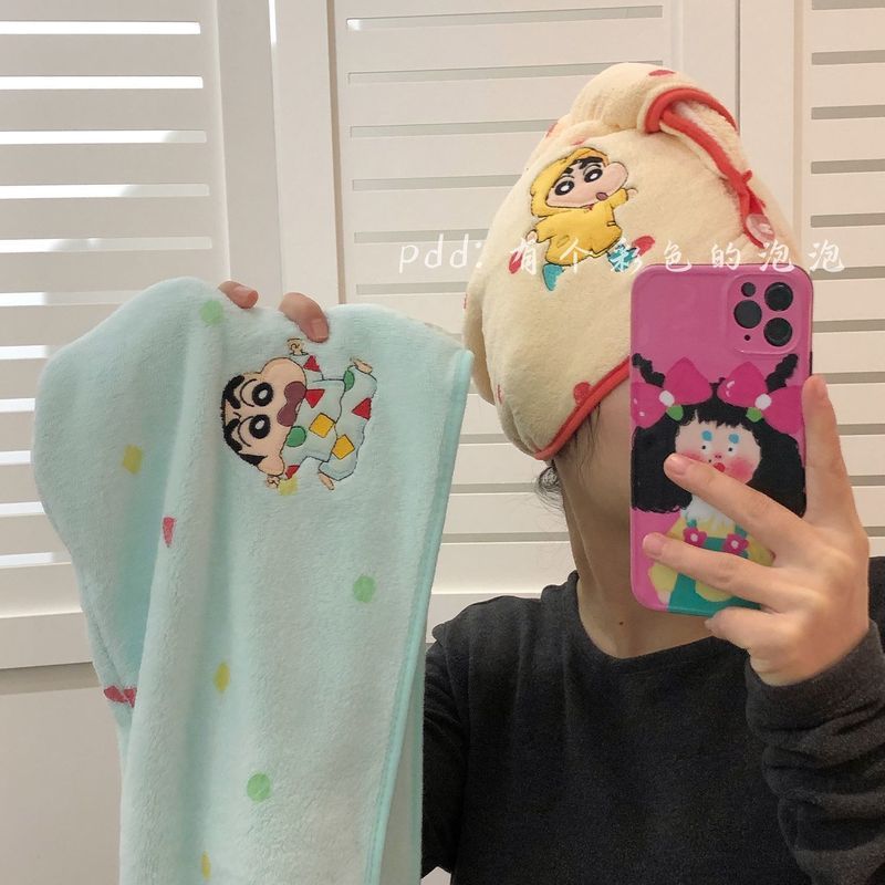 Crayon Shin-Chan Hair-Drying Cap Super Absorbent Quick-Drying Womens Hair-Wiping Towel Headscarf หมว