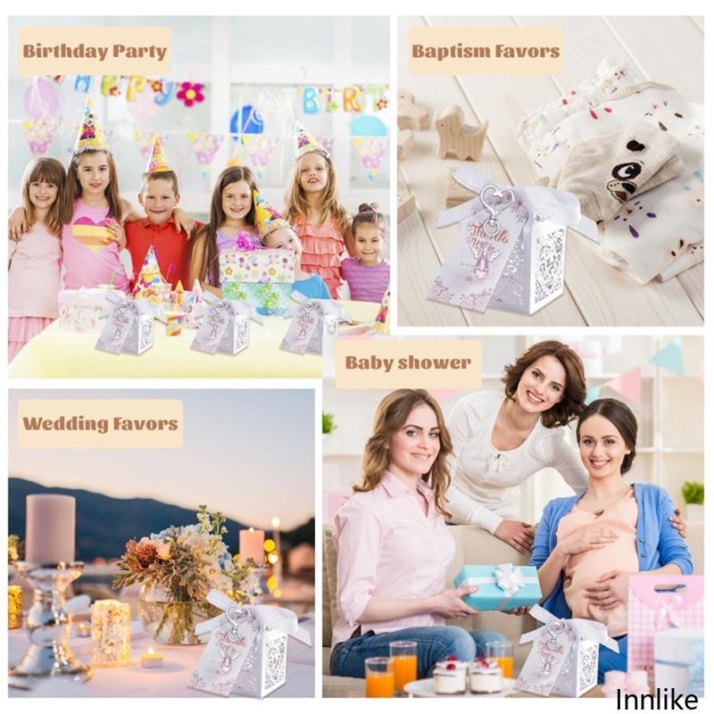 INN 24 ชิ้นสร้างสรรค์พวงกุญแจหัตถกรรมชุดการ์ดขอบคุณและกล่องพวงกุญแจทํา