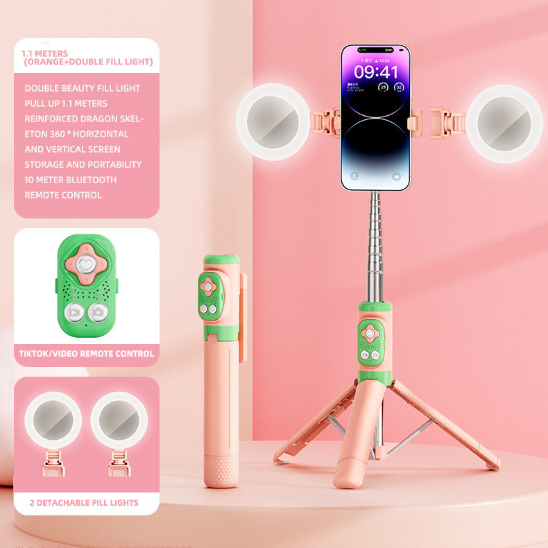 【hot】ไม้เซลฟี่ ไม้เซลฟี่แบบพกพา ขาตั้งกล้อง ไฟ LED ไม้เซลฟี่มีว ยืดหดได้ตามอิสระ ไม้เซลฟี่180CM Selfie Stick