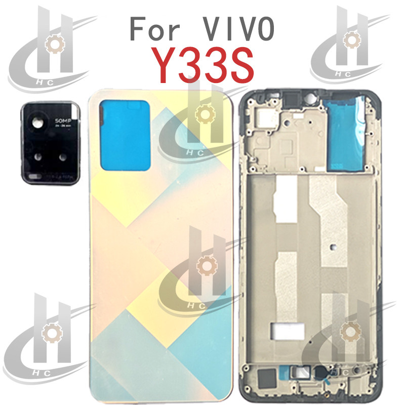 สําหรับ VIVO Y33S Y33T 4G แบตเตอรี่ฝาหลังกรอบกลาง + ปุ่ม + กรอบด้านหน้า LCD + เลนส์กรอบกล้อง - รูปที่ 6