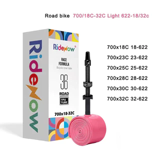 Ridenow ยางในจักรยาน 36g อัพเกรดหัวฉีดโลหะ 700C TPU ยางในท่อด้ายภายนอก 700x18-32c แผนที่จักรยานที่ถอดออกได้แกนวาล์วยางด้านใน