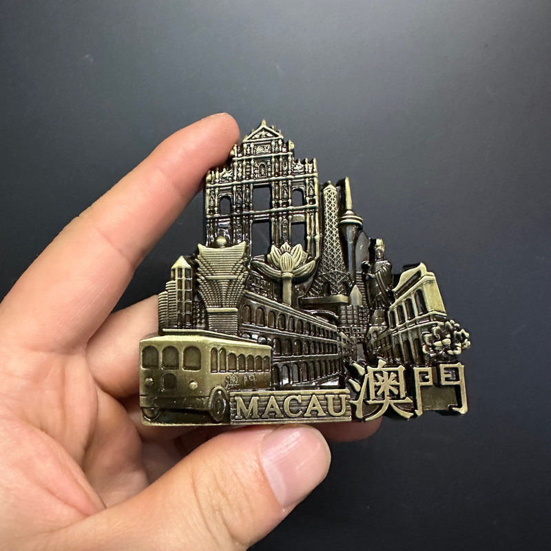 Macao ตู้เย็นแม่เหล็ก Tourist ของที่ระลึกแม่เหล็กสติกเกอร์ตู้เย็นโลหะประณีตตู้เย็นแบบพกพา Landmarks ตกแต่งในร่ม
