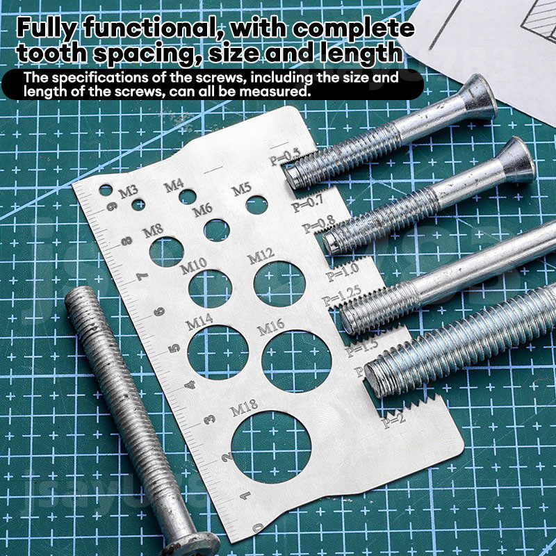 jsayu Thread Pitch Gauge การวัดเครื่องมือมัลติฟังก์ชั่น สกรูสี่เหลี่ยม 410 ไม้บรรทัดวัดสแตนเลสคาลิปเปอร์พิทช์