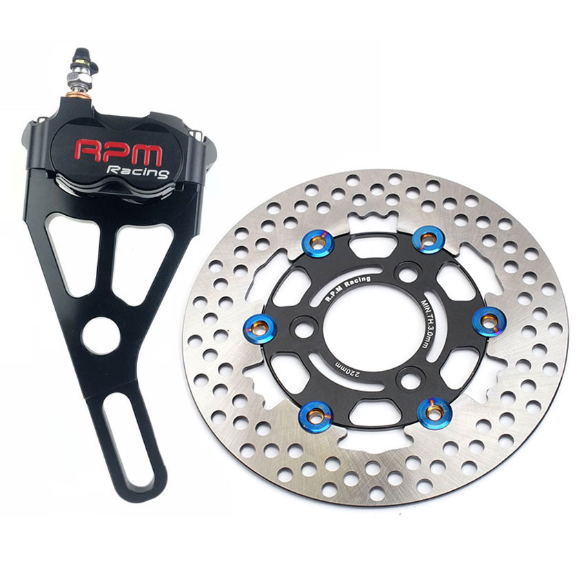 RPM รถจักรยานยนต์ล้อหลังเบรค Caliper อะแดปเตอร์ 220 มม.การปรับเปลี่ยนแผ่นดิสก์ 4 ลูกสูบสําหรับ Yamaha Bws Zuma Rsz