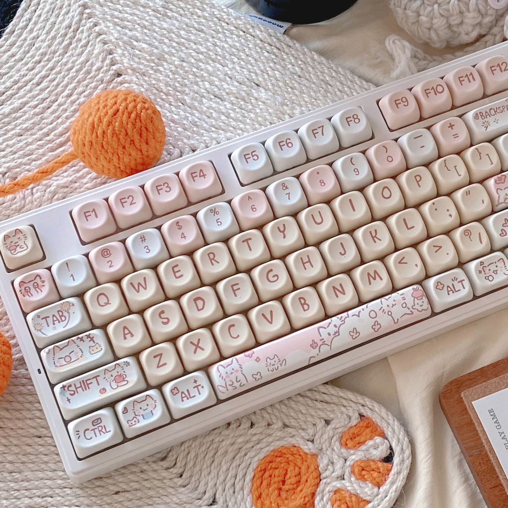 Pudding Cat MOA Profile Dye-Sub PBT Keycaps ครบชุด (130 คีย์)