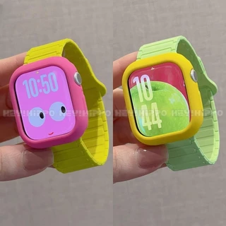สายรัดแม่เหล็กสีชมพูพีชเหมาะสําหรับ ฉันดู 10/9/8/7/6/กับ/5/4/3/2/1 เคสนิ่มป้องกันการตกเหมาะสําหรับ49/46/45/44/42/41/40/38มม