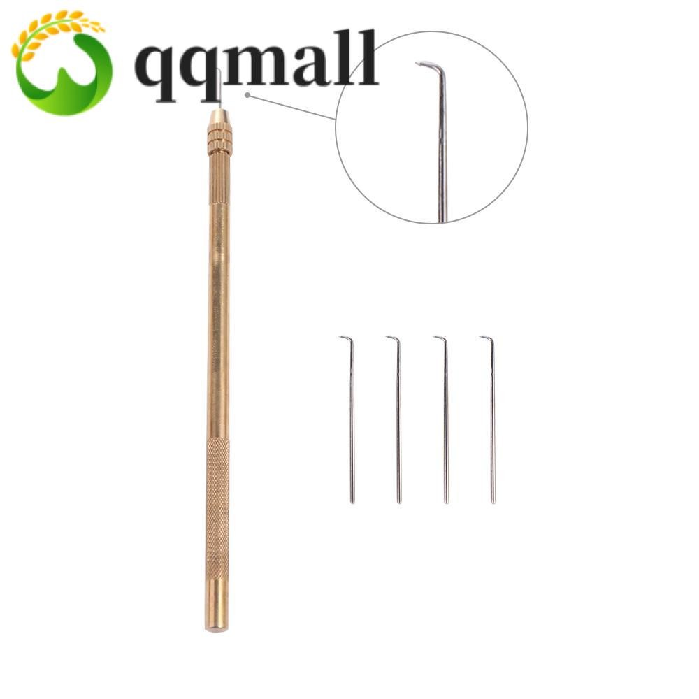 Qqmall เข็มถักโครเชต์ ด้ามจับทองแดง ทนทาน สําหรับผู้เริ่มต้น 5 ชิ้น ต่อชุด