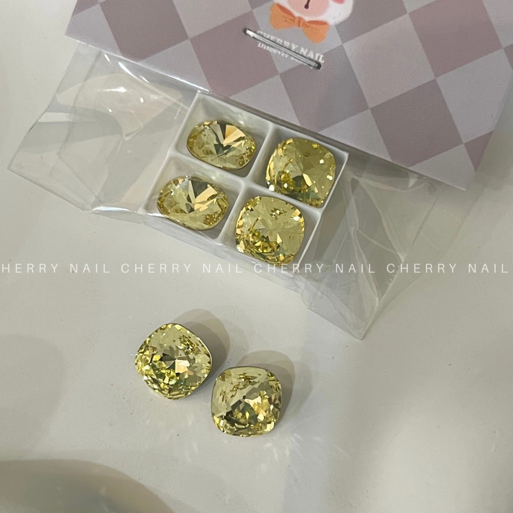 Cherui Nails 4470 Fat Square Diamond Light Yellow Fat Square Transparent Pink Bottomless Fat Square 
