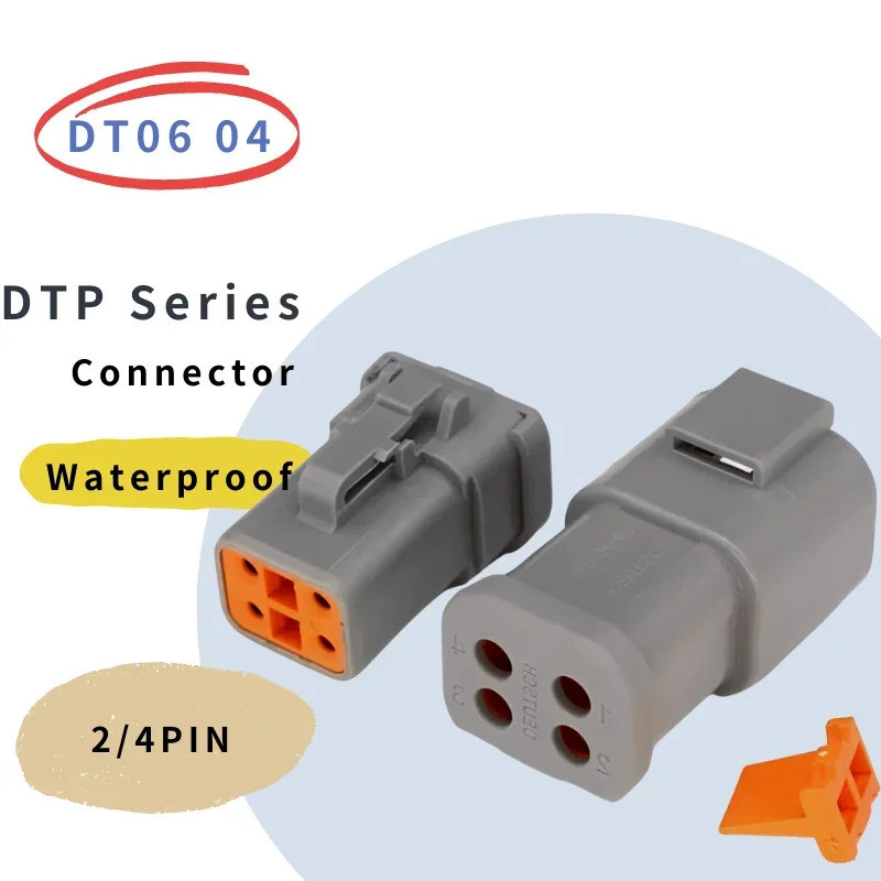 5 ชุด Deutsch DTP 2 ขา 4 ขาสีเทาชายหญิงกันน้ําไฟฟ้าตัวเชื่อมต่ออัตโนมัติปลั๊ก DTP06-2S DTP04-2P DTP0