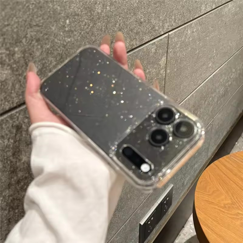 [JLK] Luxury Bling Glitter Clear Shockproof Armor Case for iPhone 17 17Air 17Pro 17Pro Max 16 15 14 13 12 Pro Max Transparent Lens Protection Hard Back Cover ราคา ถูกที่สุด ดีลบีเคเค แกลเลอรีภาพที่ 2