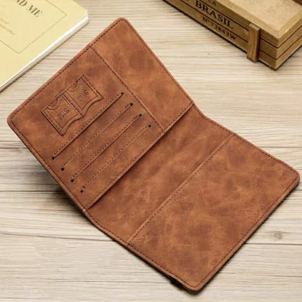 วัสดุหนัง ปกพาสปอร์ต ซองใส่บัตร ซองพาสปอร์ต กระเป๋าพาสปอร์ต มีช่องใส่บัตรและใส่ซิมการ์ด KKHOME - รูปที่ 6