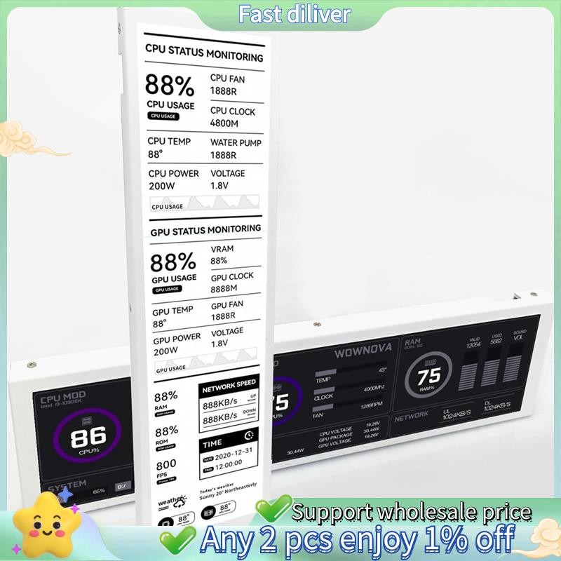 8.8 นิ้วจอคอมพิวเตอร์ (รองรับธีมไดนามิก), หน้าจอ IPS Type C รอง CPU RAM HDD Data FPS Monitor
