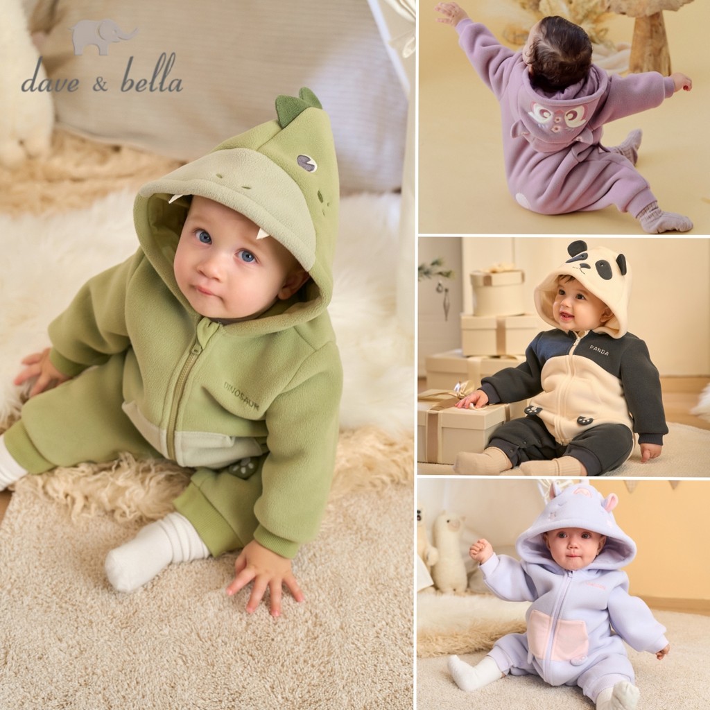 Dave&Bella 0-3Y จั๊มสูทเด็ก บวกกำมะหยี่ ฤดูหนาว baby romper อบอุ่นและสบาย DB4236421