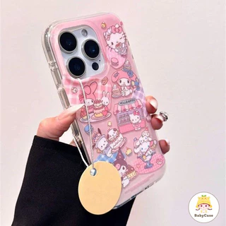 เคสไอโฟน 14 สำหรับ iPhone 11 16 12 15 13 Pro Max 16 14 15 Plus 12 13 15 16 Pro เค้กเมโลดี้เฮลโลคิตตี้สุดน่ารักปกใหม่ IMD