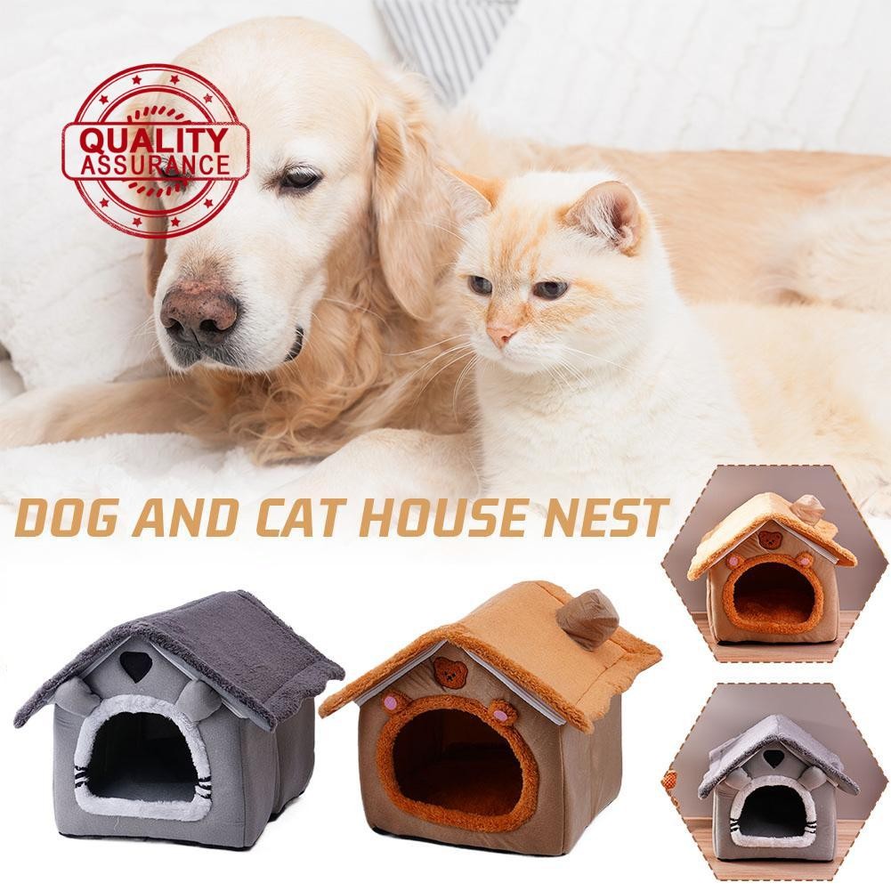 SEUW Cat Dog House Warm Winter Universal ที่ถอดออกได้ล้างทําความสะอาดได้อุปกรณ์ House Cat Bed สัตว์เ