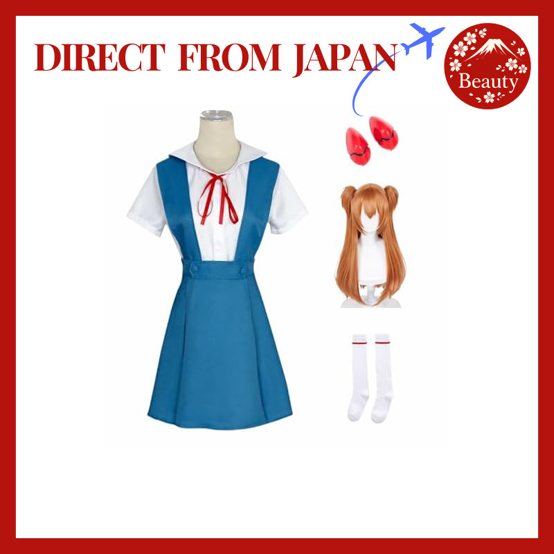 Evangelion Rei Ayanami Asuka Cosplay School Uniform Set with Wig Costume【Direct From Japan】
