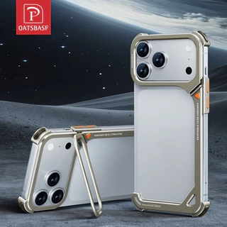 OATSBASF เคสโทรศัพท์โลหะกันชนเคสโทรศัพท์พร้อมขาตั้งเลนส์สําหรับ iPhone 17 Pro Max/17 Pro