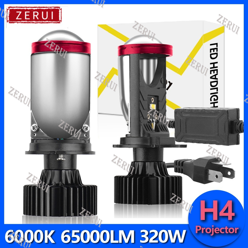 ZR สําหรับ 2PCS H4 LED ไฟหน้าหลอดไฟรถโปรเจคเตอร์เลนส์ 9003 HB2 320W 65000LM 6000K Super Bright Hi-Lo
