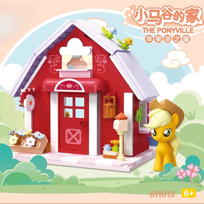 My Little Pony Building Blocks Street View Twilight Sparkle Pinkie Pie Splicing Model เครื่องประดับปริศนาของเล่นคอลเลกชันสําหรับแฟนๆเด็ก