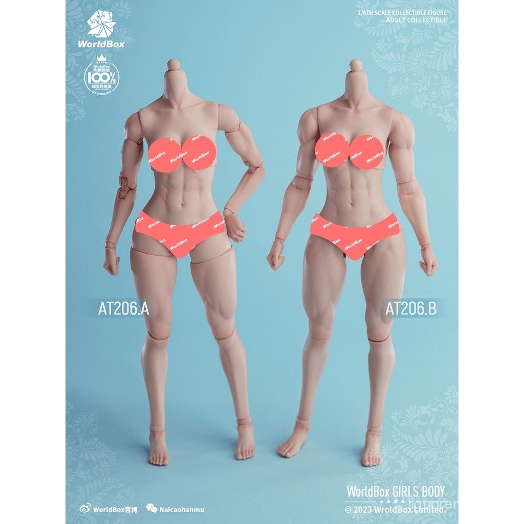 พร้อมสต็อก WorldBox 1/6 ร่างกายหญิง AT206 รุ่นกล้ามเนื้อ Joint Action Figure Soldier Model