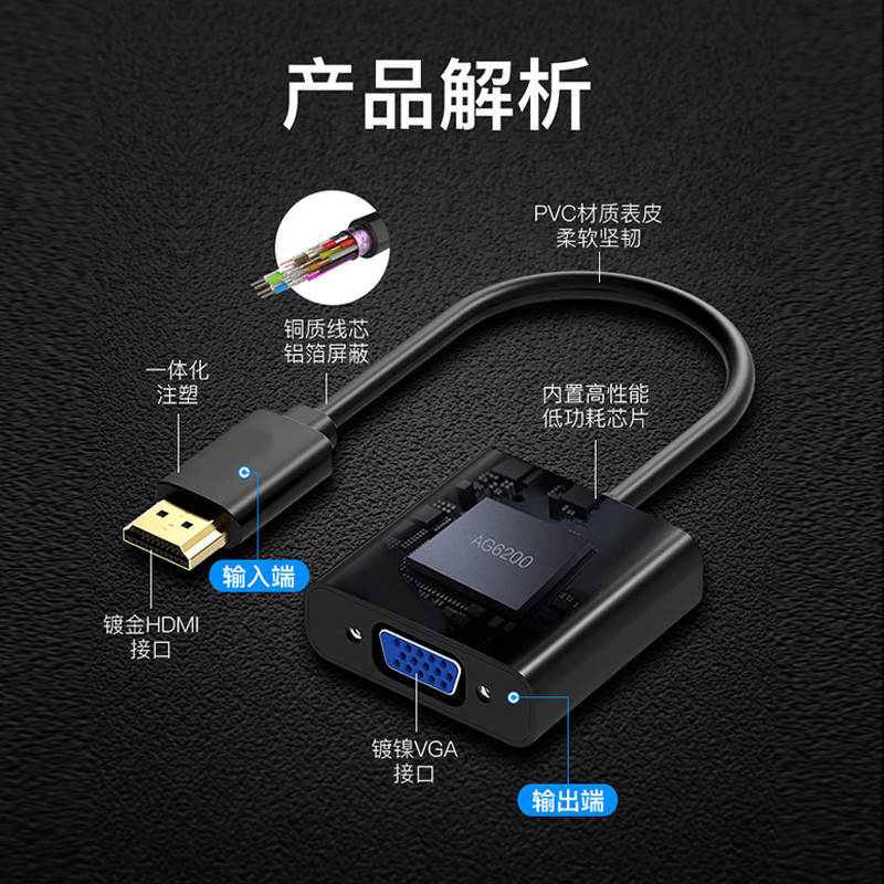 สายแปลง DP/TO/VGA DP เป็น VGA ขนาดใหญ่ DP ชายเป็น VGA หญิงอะแดปเตอร์สายคอมพิวเตอร์ Converter