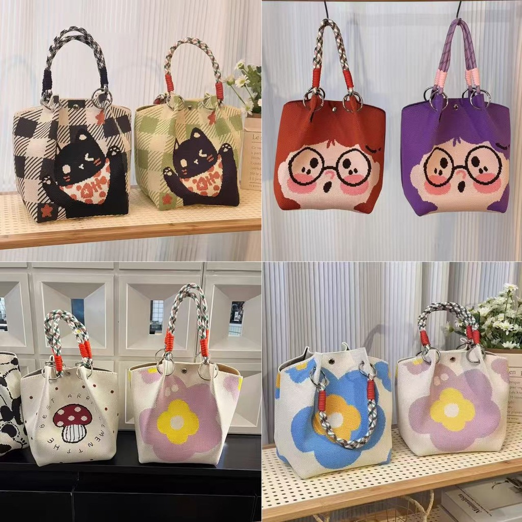 LD-shop: กระเป๋าถือถักนิตติ้ง ดีไซน์เฉพาะ ทันสมัย สำหรับผู้หญิง เหมาะสำหรับการเดินทาง ถ่ายภาพ กระเป๋ากล่องอาหารกลางวัน