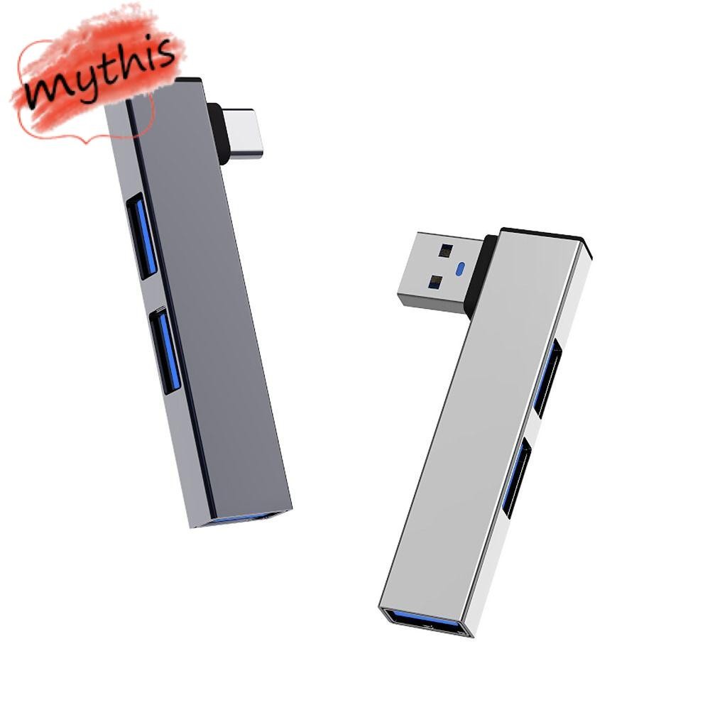 [MYTHIS] USB-C HUB, Elbow High Speed Type-C Splitter, Universal Aluminium Alloy Laptop PC 3 IN 1 Ada