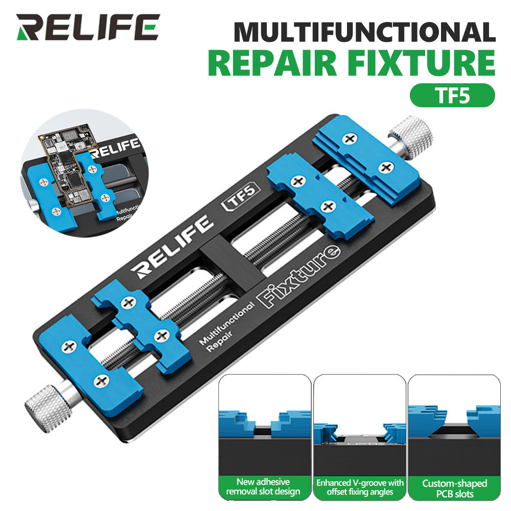 RELIFE TF5 Multi-Function Multi-Port Fixture การออกแบบสล็อตใหม่สําหรับสมาร์ทโฟนเมนบอร์ด PCB ชิป CPU ซ่อมเครื่องมือหนีบ
