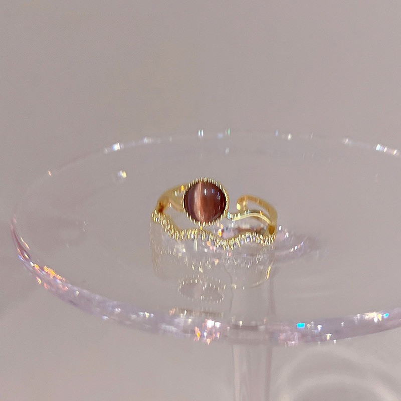 SSB แหวนพลอยตาแมว ซิร์โคเนียสองชั้น สไตล์ฝรั่งเศสวินเทจ S399 - รูปที่ 2