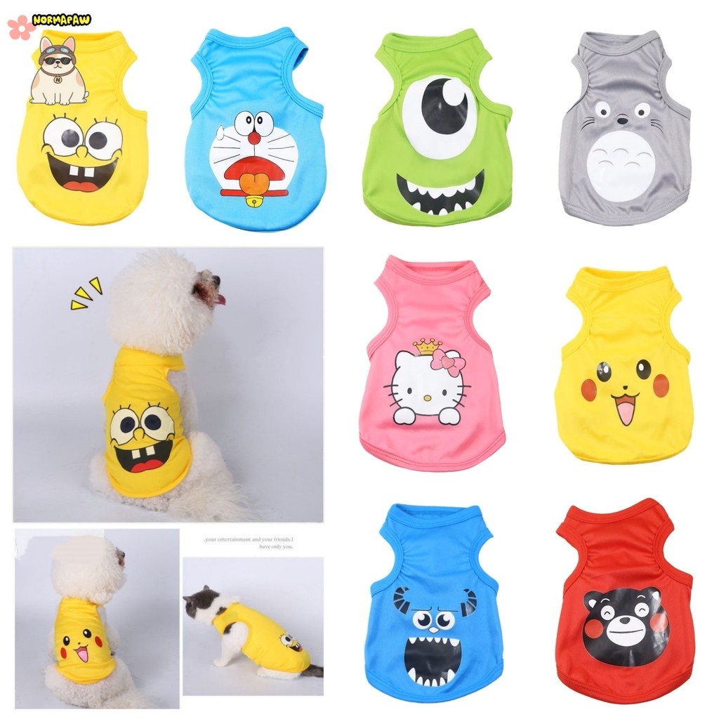การ์ตูนเสื้อผ้าสัตว์เลี้ยงสุนัขแมวกระต่าย เคที แมวน่ารักอะนิเมะตัวเลขสีชมพูแขนกุดเครื่องแต่งกายฤดูร้อน น่ารัก ลูกสุนัขเสื้อกั๊กบางระบายอากาศ