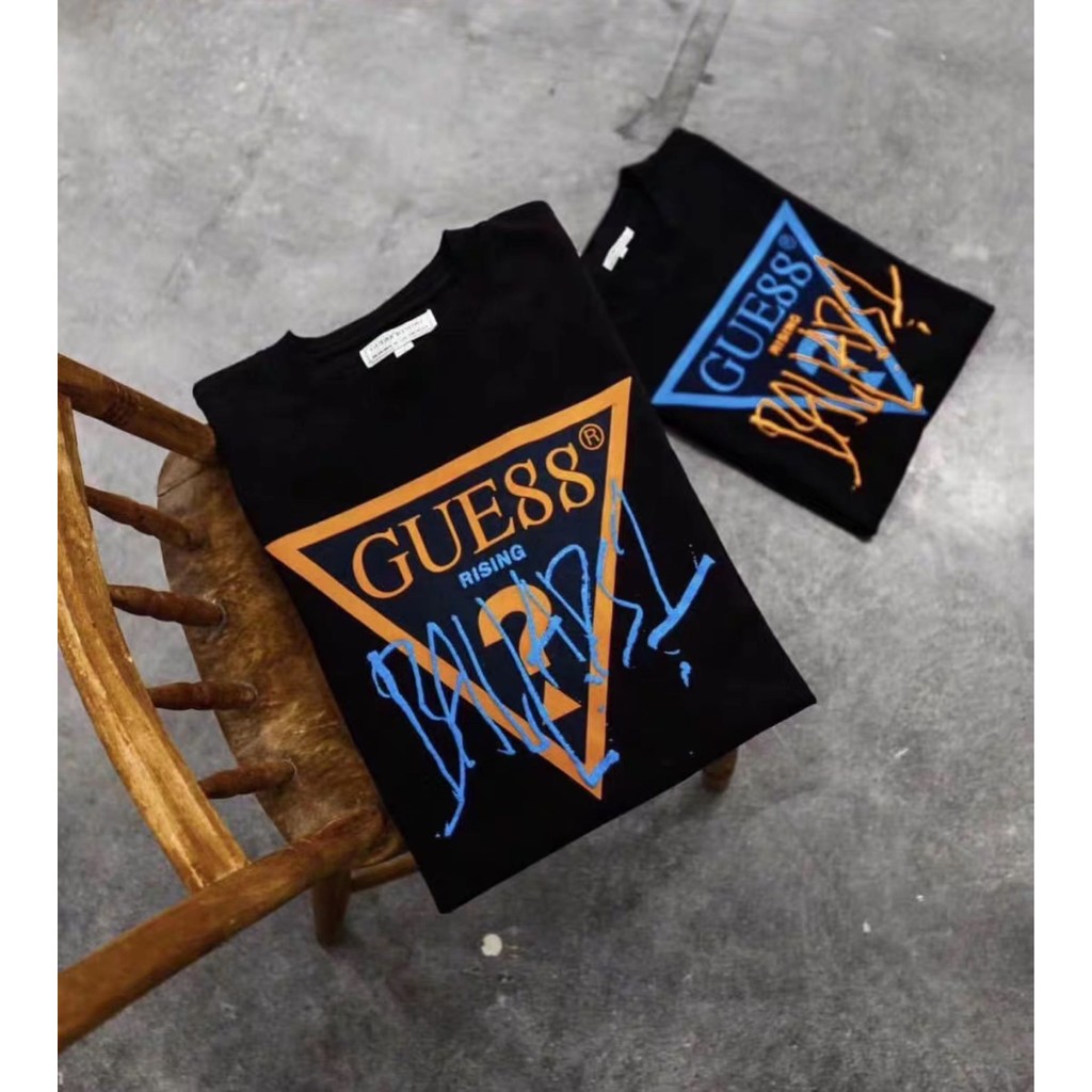 เสื้อยืดแขนสั้น GUSS ลายกราฟฟิกและโลโก้ใหม่ สำหรับผู้ชายและผู้หญิง