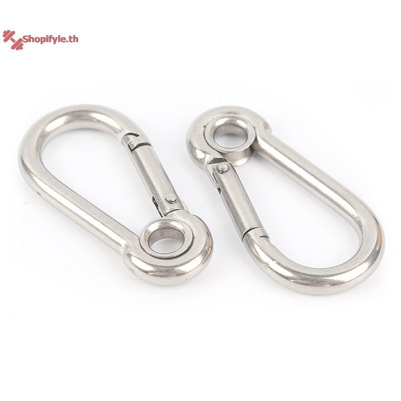Shopifyle M4 M5 M6 M7 M8 สแตนเลส Carabiner Carbine Snap Hook พร้อมตาไก่สปริงหัวเข็มขัดแหวน th