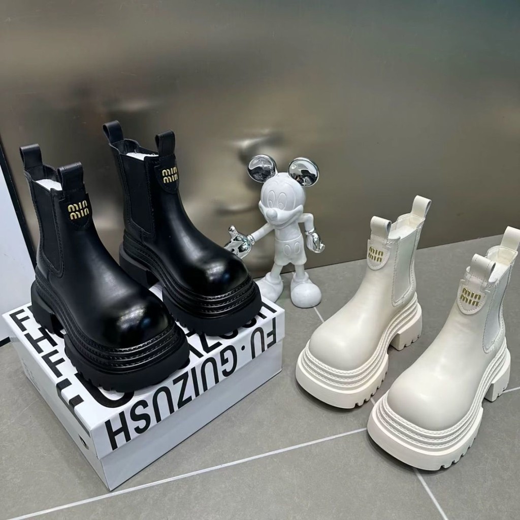 มาร์ติน รองเท้าบูทสำหรับผู้หญิง แบบเกาหลี ฤดูใบไม้ผลิและใบไม้ร่วง ซับขนแกะ ดูแล้วผอม