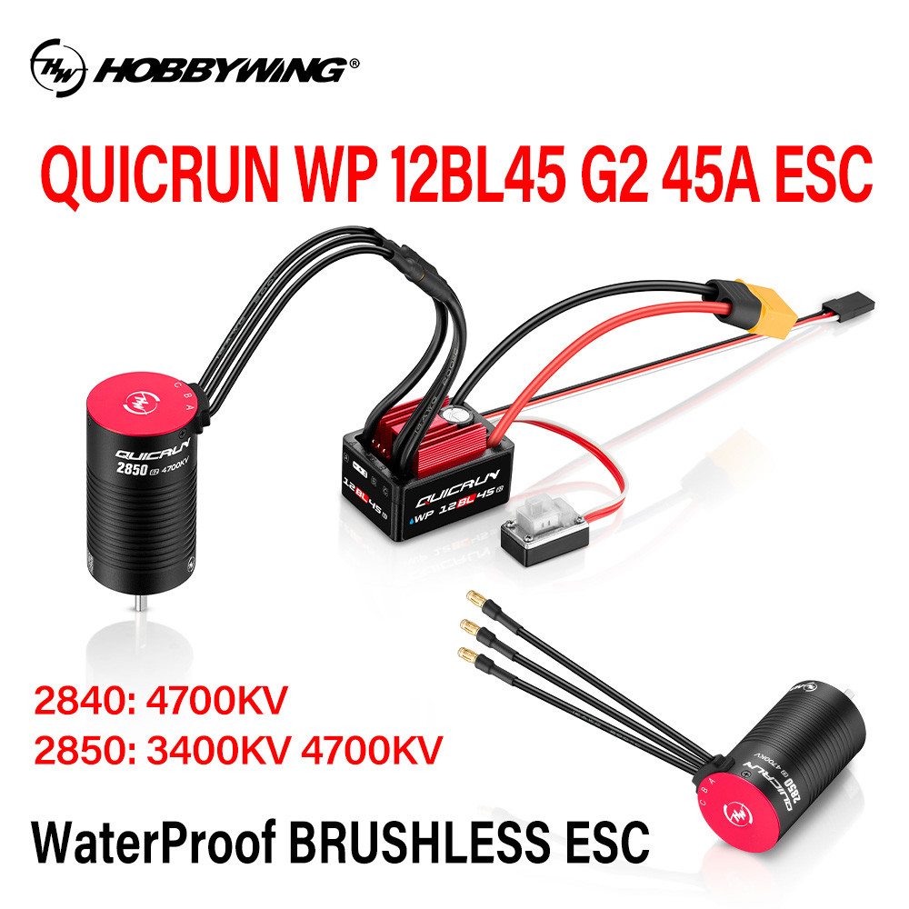 HOBBYWING QuicRun WP G2 12BL45 45A ESC พร้อม 2840SL 2850SL Brushless Sensored มอเตอร์ Combo ชุดสําหรับ 1/12 1/14 RC รถ