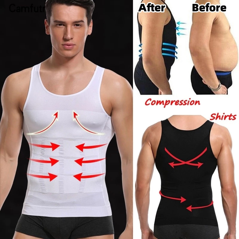 ชุดบอดี้สูท เสื้อยืด กระชับสัดส่วน รัดรูป เสื้อกล้าม เข็มขัด เทรนเนอร์ ลดน้ําหนัก สําหรับผู้ชาย