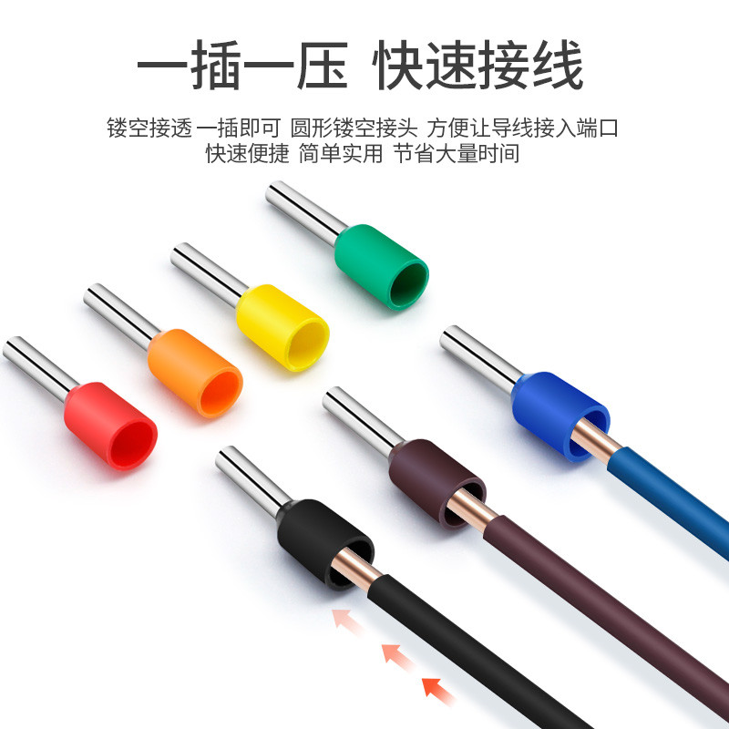 เทอร์มินัลฉนวนล่วงหน้า VE0508 VE1008 VE1508 E1510 Pin Type เทอร์มินัลกดเย็นสไตล์ยุโรป