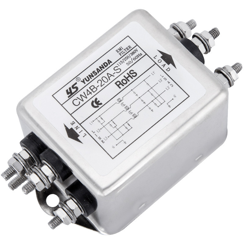 YUNSANDA Three-Phase Power Filter 380vemi Filter อินเวอร์เตอร์เซอร์โวป้องกันการรบกวน CW4B 20A