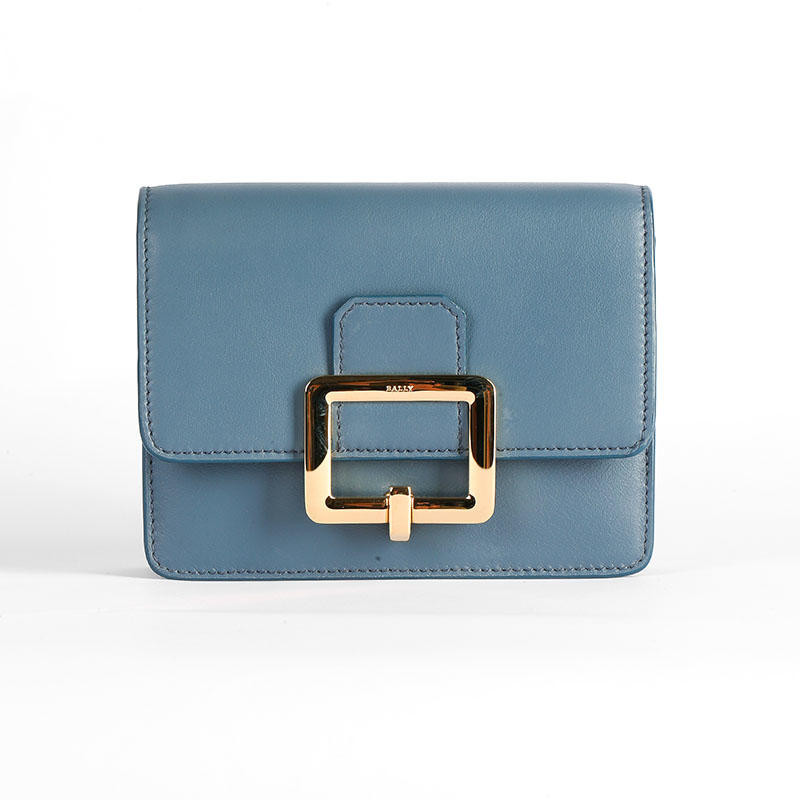 [ดําเนินการด้วยตนเอง] Bally/Bally 99 ใหม่ Bally/Bally หญิงกระเป๋า Blue Cowhide แฟชั่นคลัทช์