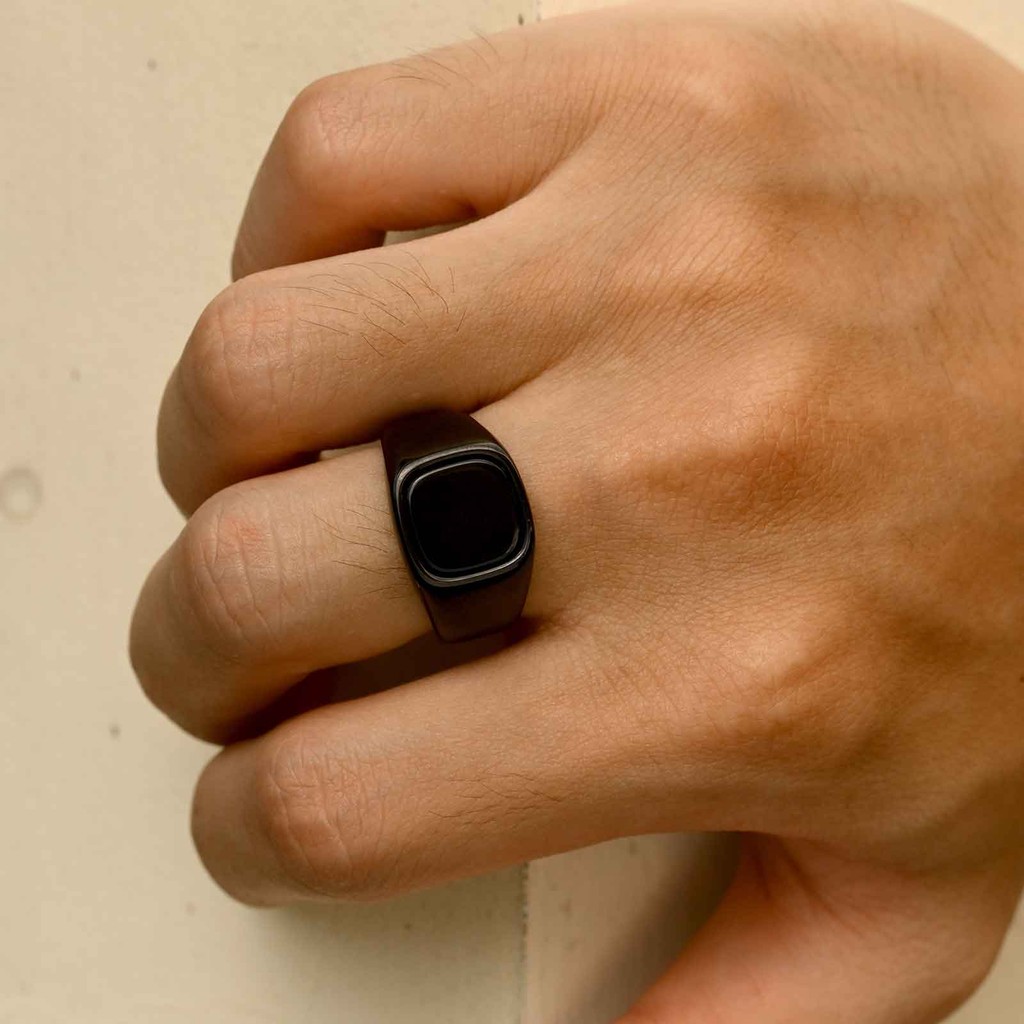 แหวนหินธรรมชาติสแตนเลส สไตล์วินเทจยุโรปและอเมริกา สำหรับผู้ชาย - รูปที่ 4