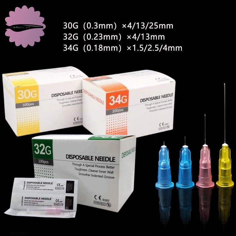 100pcs 30G4mm 30G13mm 30G25mm 32G4mm 32G13mm Disposable Beauty Small Needle 34G1.5mm 34G2.5mm 34G4mm